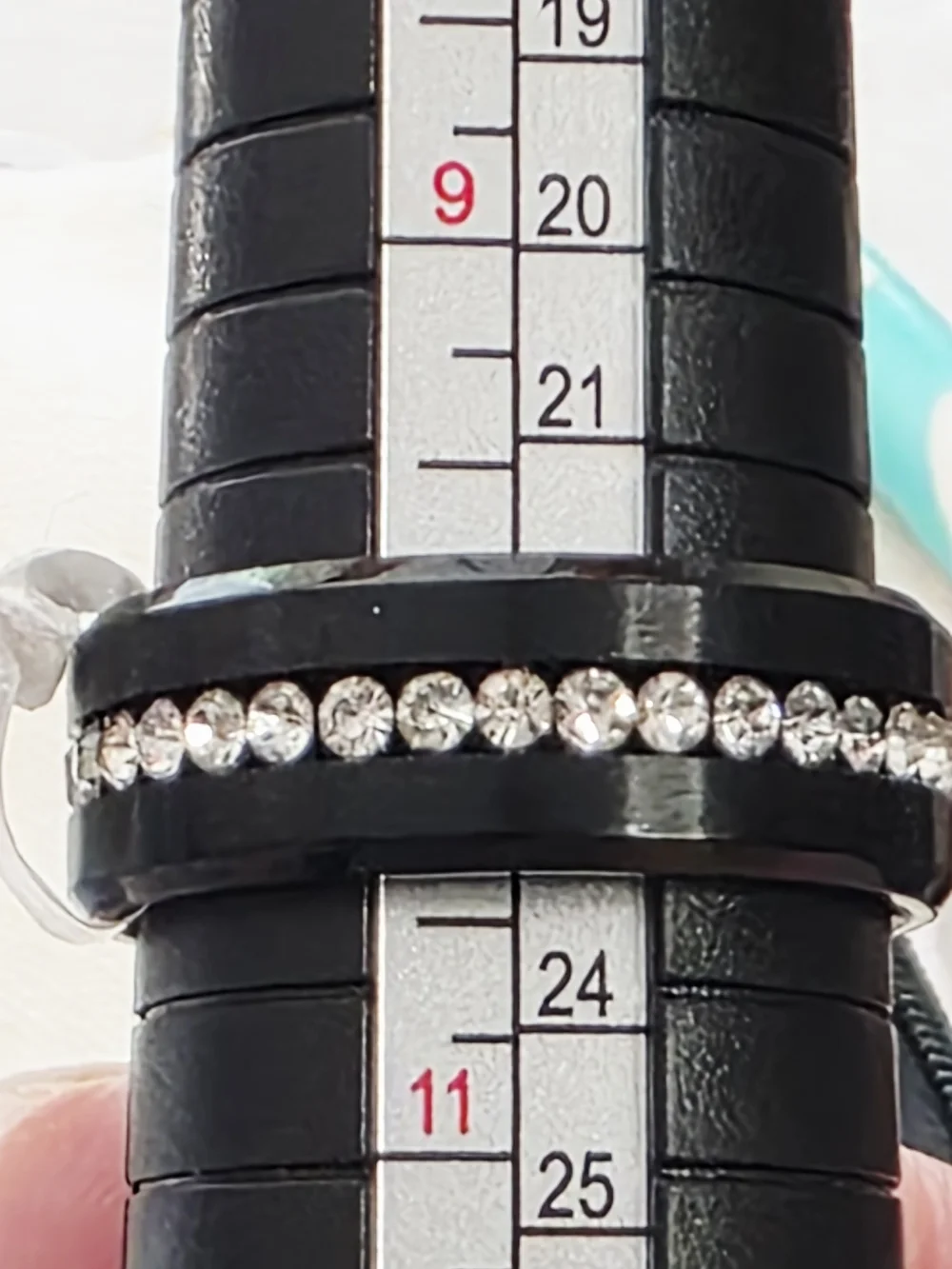 Crystal Accent Band Ring Modern Unisex Statement Black Size 10.5